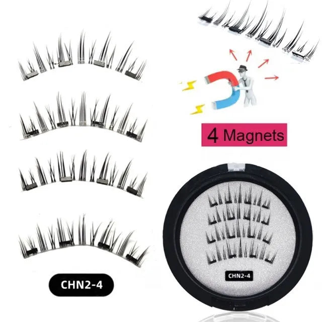 3D Magnetic False Eyelashes Reusable Magnetic Eyelashes With 4 Magnetic Lashes Natural Eyelash Extension Makeup Tools