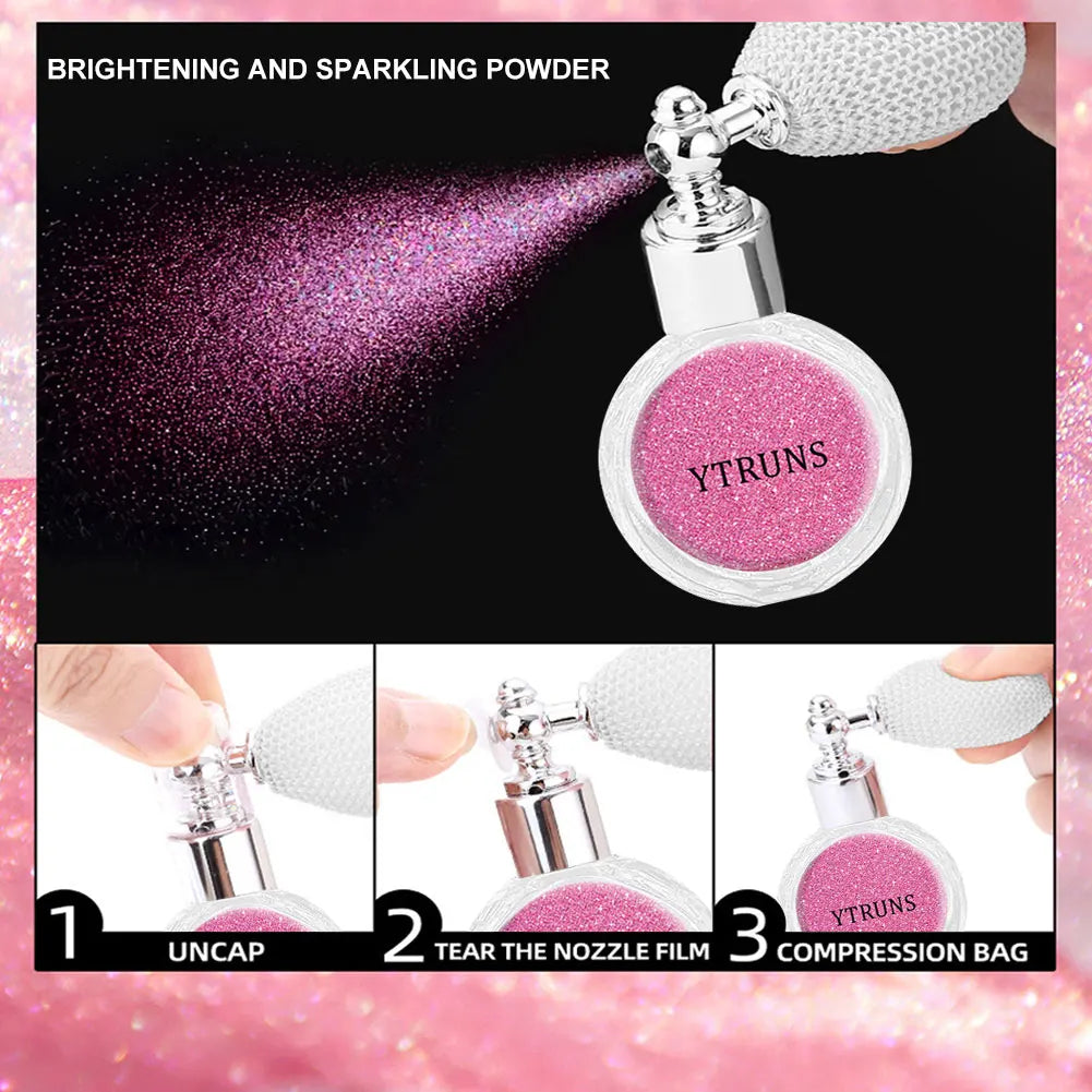 Star glitter spray, mixing color system, body makeup highlighter, 3D glitter fine powder, suitable for performances and banquets
