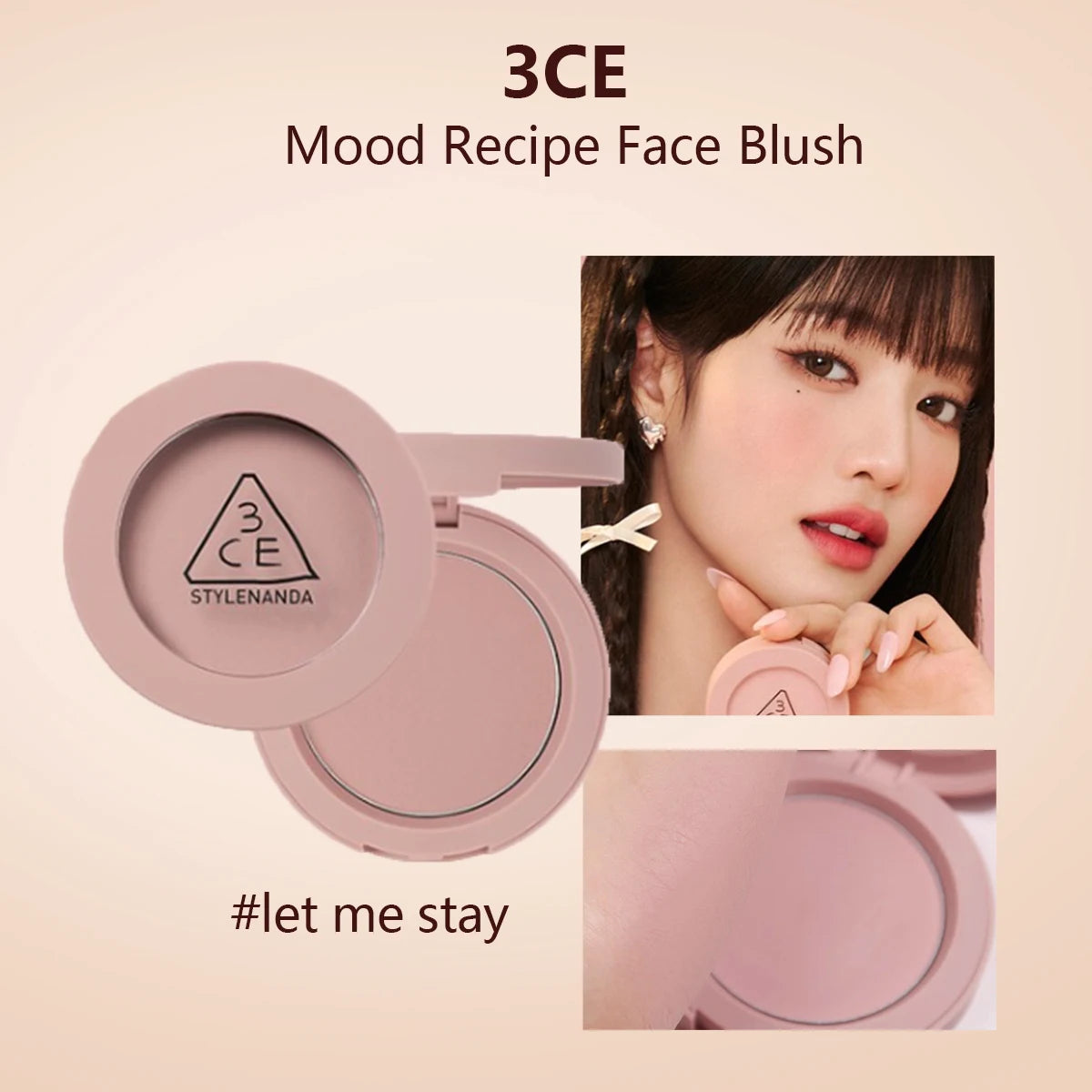 3CE Mood Recipe Face Blush,Silky Powder,Blendable,Natural Color Payoff,Long-Lasting Wear,Complete Makeup,K-Beauty,Korean Makeup