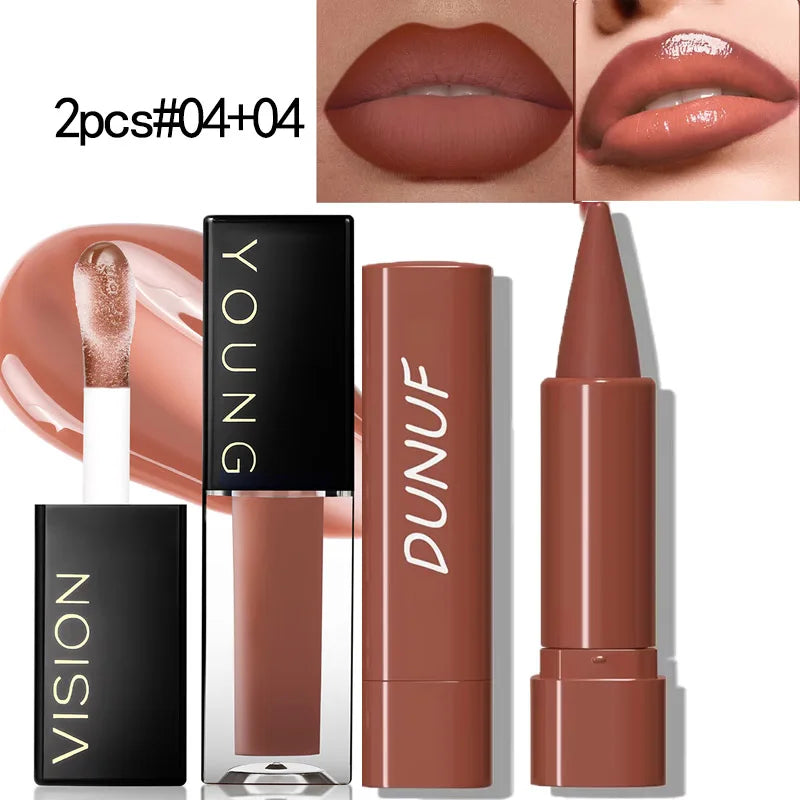 Gradient Lip Liner Pen with Matte Velvet Finish Smooth Application Lipstick for Defined and Elegant Lips