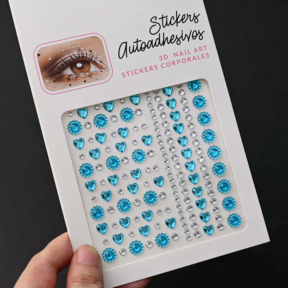 New 3/4/5mm 900pcs Pearl Face Gem Stickers Shining Glittle Self Adhesive Waterproof Rhinestone Stickers Party Wedding Makeup
