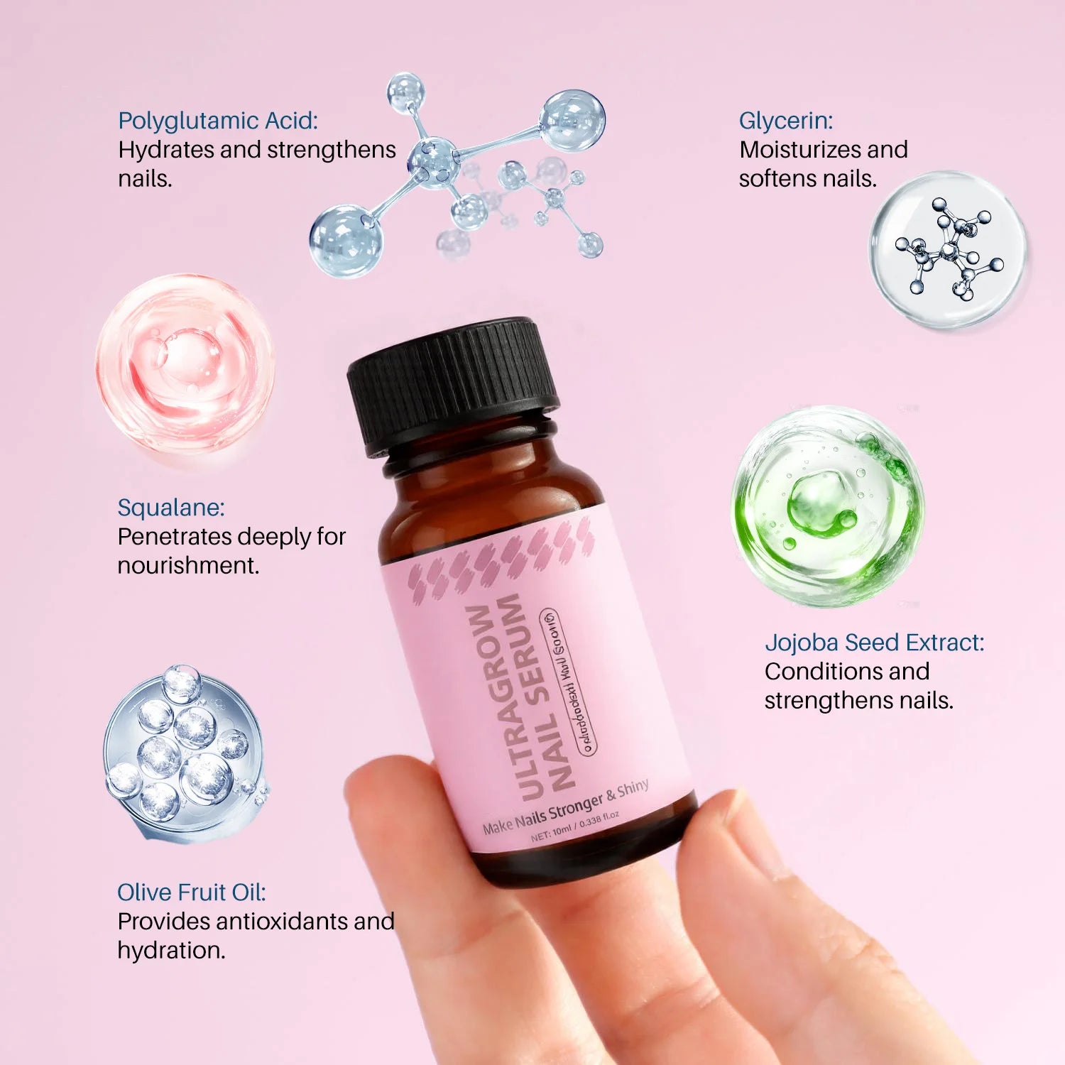 10ML UltraGrow Nail Serum for Growth and Strength with Keratin Complex Olive Oil & Vitamin E for Weak, Brittle, Splitting Nails