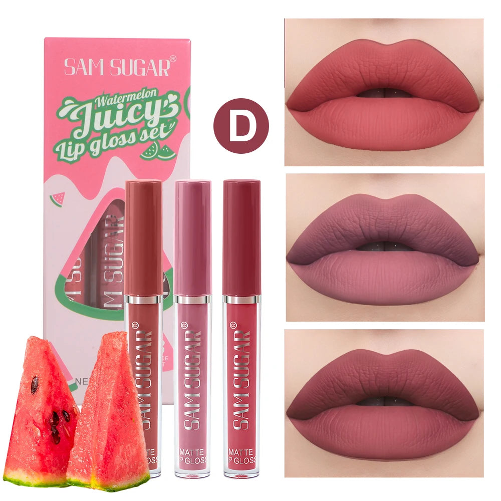 Velvet Matte Lip Gloss Liquid Lipstick Moisturizing Long Lasting Non Stick Cup Glaze Rich Color Set Sexy Fruit Juicy