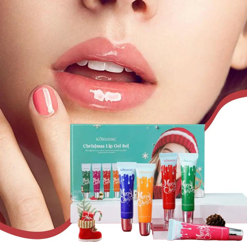 4PCS Hydrating Lip Balm Christmas Gift Set Plumping Moisturizer Nourishing Repair Gel Care Kit Lipstick Base Lip Gloss Treatment