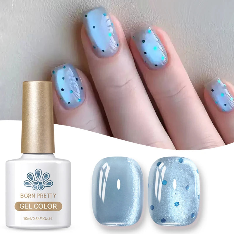 BORN PRETTY 10ml/15ml Guava Green Cat Magnetic Gel Shine Glitter Semi Permanent Soak Off UV Varnish Nail Supplies