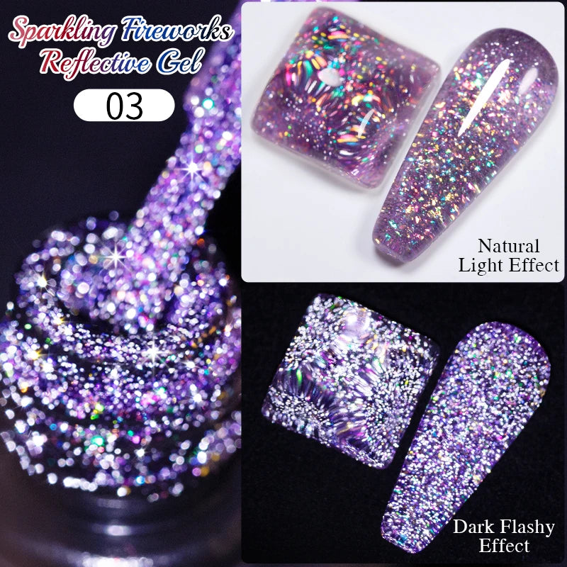 8ML Christmas Sparkling Reflective Diamond Glitter Liner Gel Nail Polish Soak Off UV Semi-Permanent Nail Art Varnish Manicure