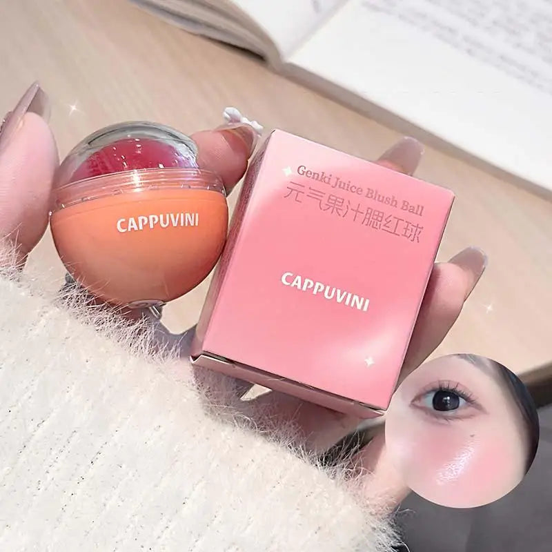 Cappuvini Vitality Juicy Blush Ball Natural Rosy Long-Lasting High Color Blusher Cream Face Makeup Rouge