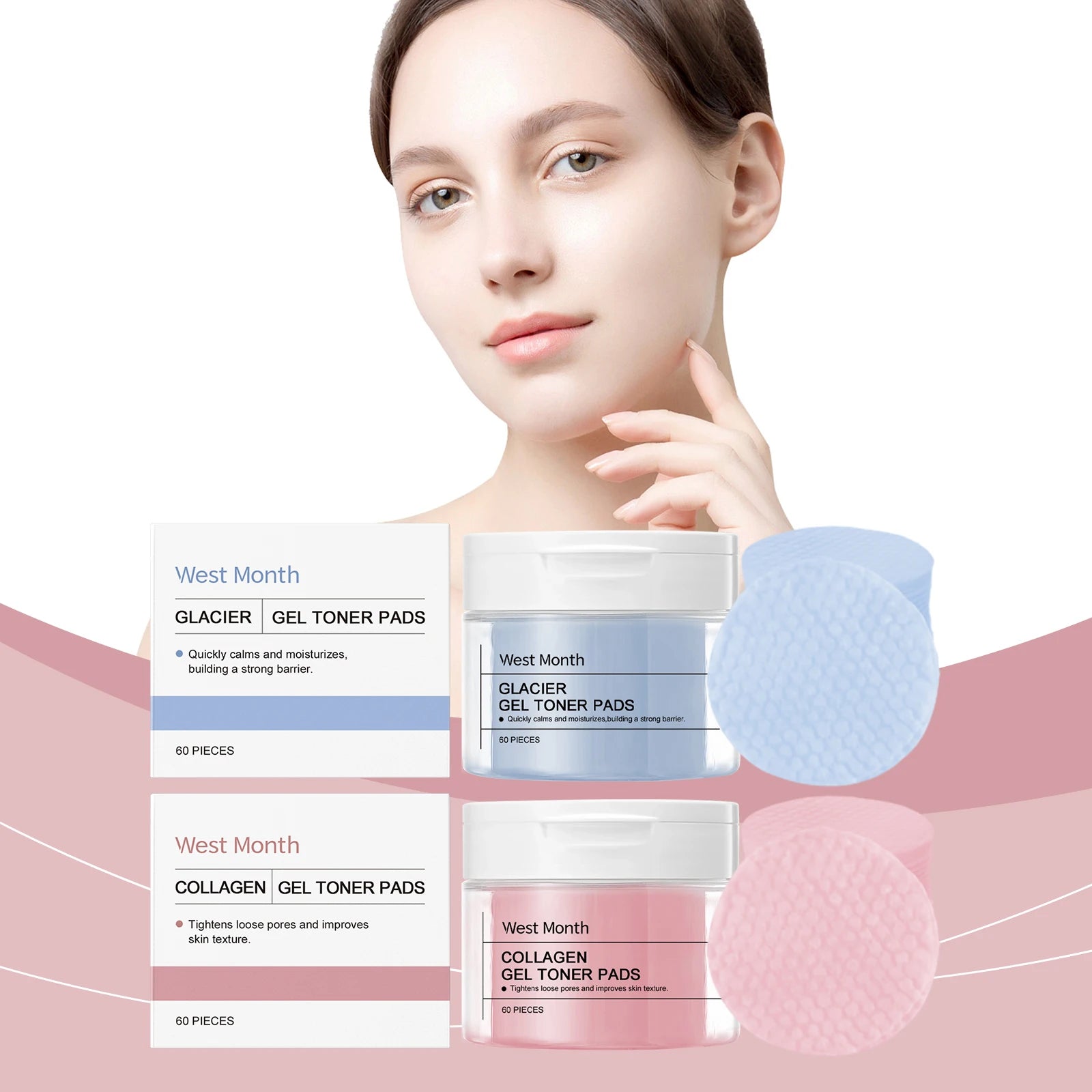 WEST MONTH Winter Collagen Gel Toner Pads Provide Deep Moisturizing Comfortable Feeling Enhance Skin Elasticity Firming Effect