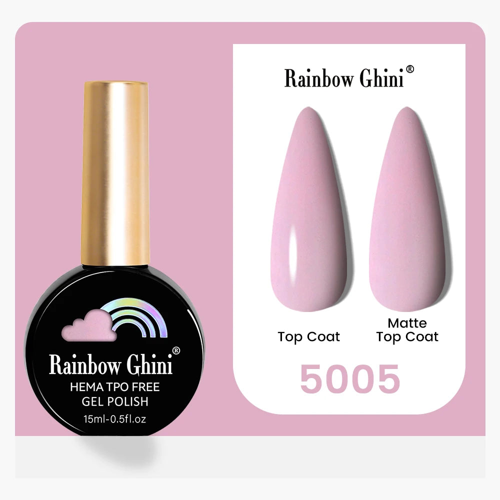 Rainbow Ghini 15ML 146 Colors Long-Lasting Colorful Gel Nail Polish Professional UV/LED Gel Polish Base Coat Matte Top Coat