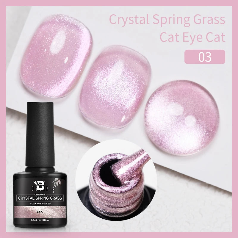 AWStorG 7.5ML Golden Gradient Cat Eye Magnetic Gel Sparkling Glitter Nail Polish Semi Permanent UV Nail Art No Need Base Color