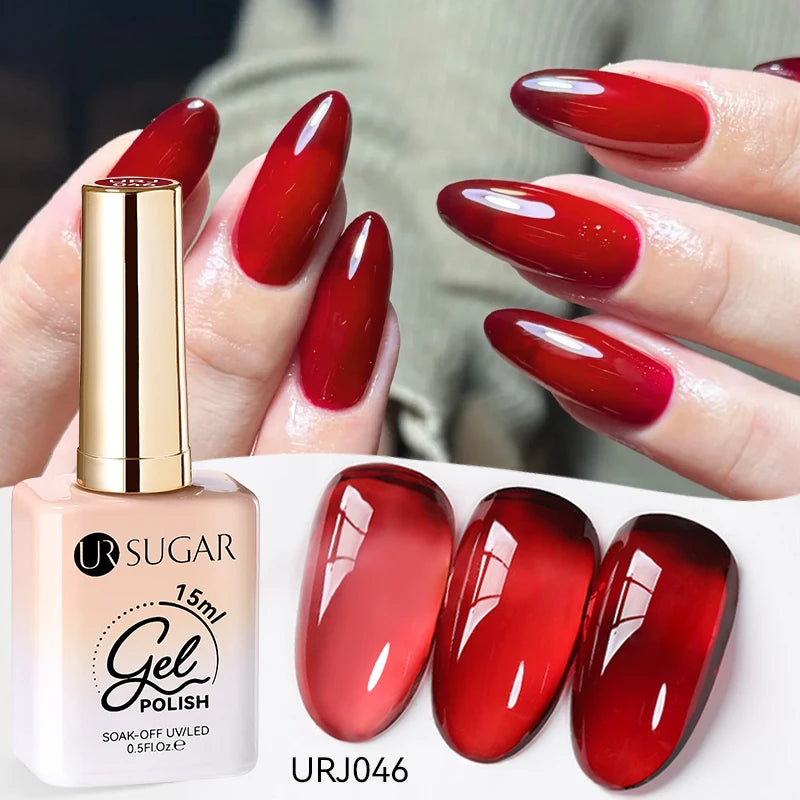 UR SUGAR 15ml Crystal Milky Jelly White Nude Gel Nail Polish Transparent Semi-permanent UV Gel Nail Art Soak Off Gel Varnish