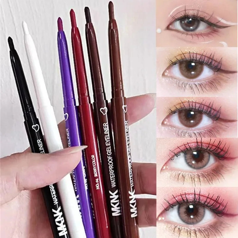 6 Colors Eyeliner Pencil Waterproof Long-lasting Red Black Brown Eyeliner Easy Wearing Quick Dry Smooth Eye Liner Gel Eye Makeup