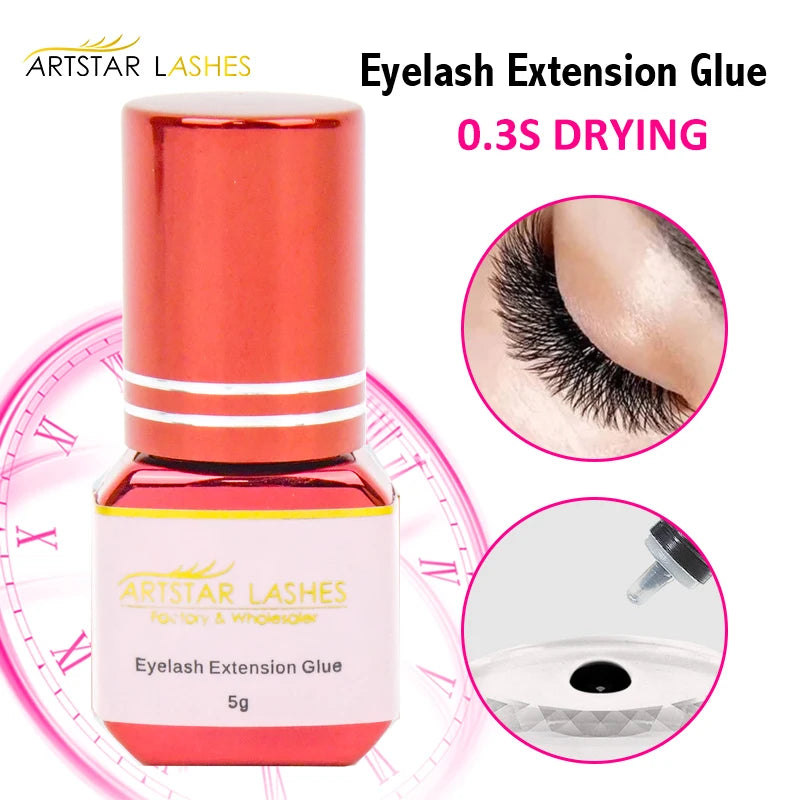 ARTSTAR 5ml Lash Extension Glue 0.3s Fast Drying Waterproof and Oil proof Black Korean Lash Glue