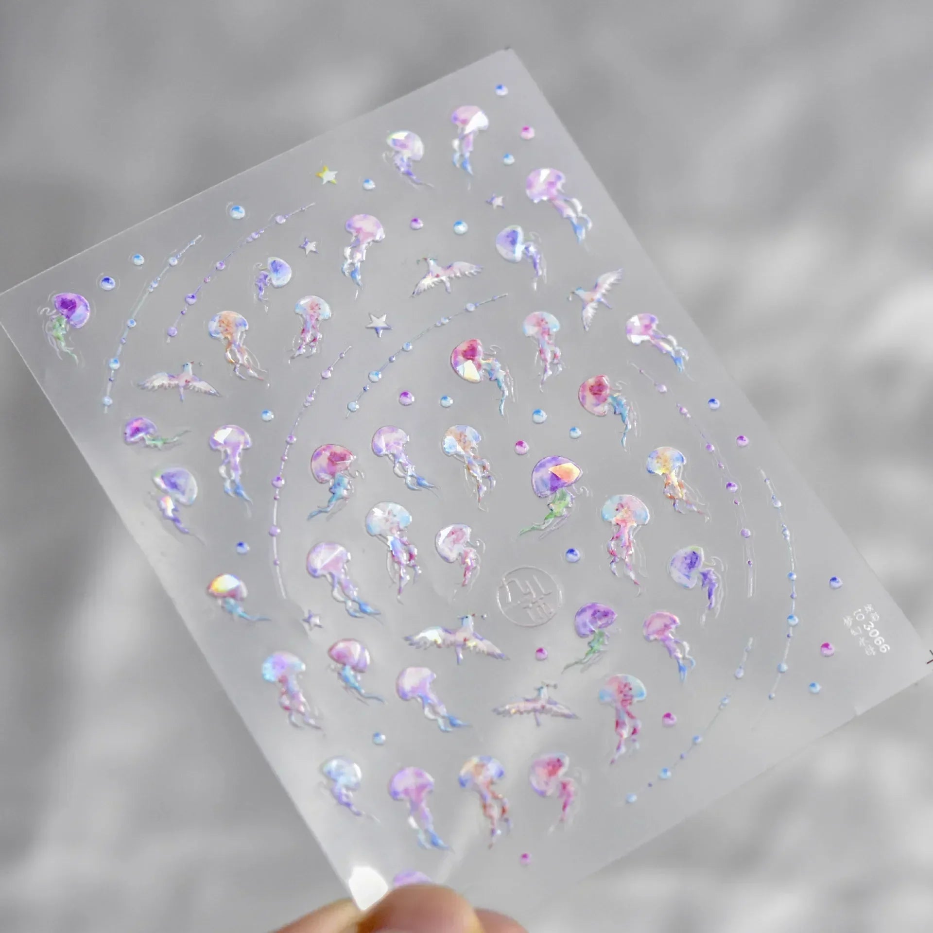 Goldfish Cavort Water Grass Lotus Flower Leaf Brocaded Carp Koi Ripple Droplet Water Bubbles 5D Nail Art Stickers Manicure Decal