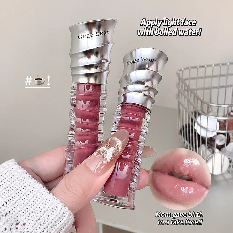 Gege bear Water Light Mirror Lip Gloss Ice-Clear Jelly Lip Moisturizing and Color-Enhancing Lip Gloss