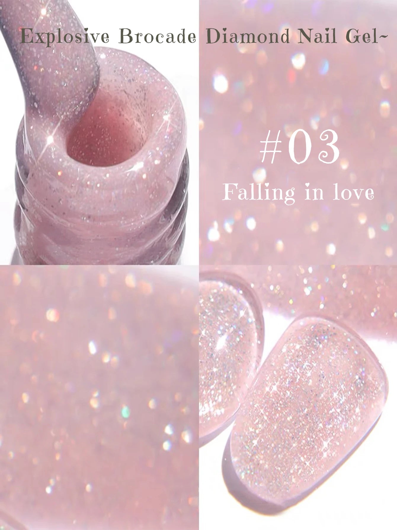 MIANEL1-12pcs 12ML Pink Blue White Green Series With Explosive Glitter Gel Nail Polish, Popular Yun Brocade Diamond Gel Polish