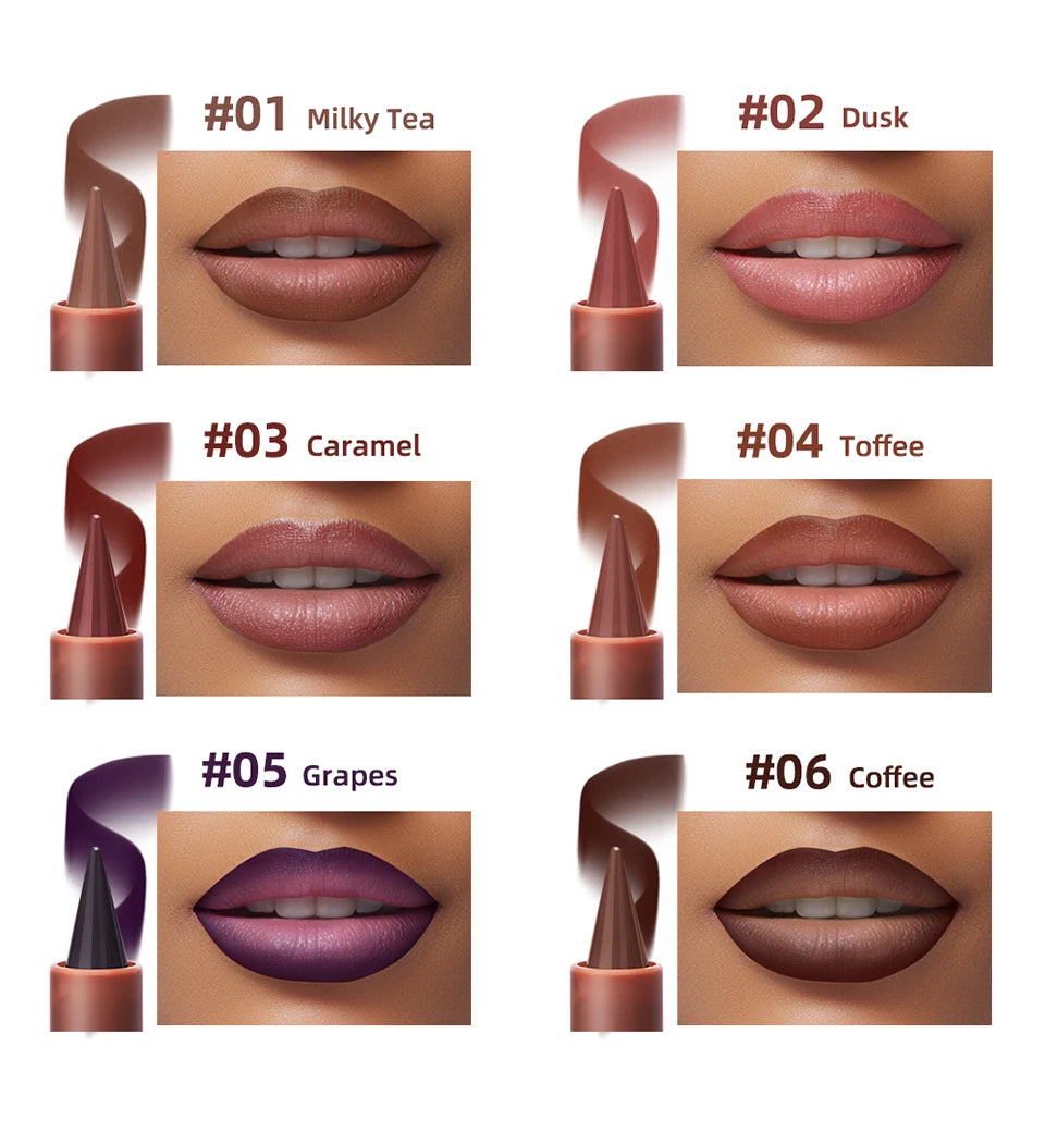 2-in-1 Lipstick Lip Liner Pointed Tip Long-Lasting Moisturizing Color-Payoff Lip Makeup for Everyday Use