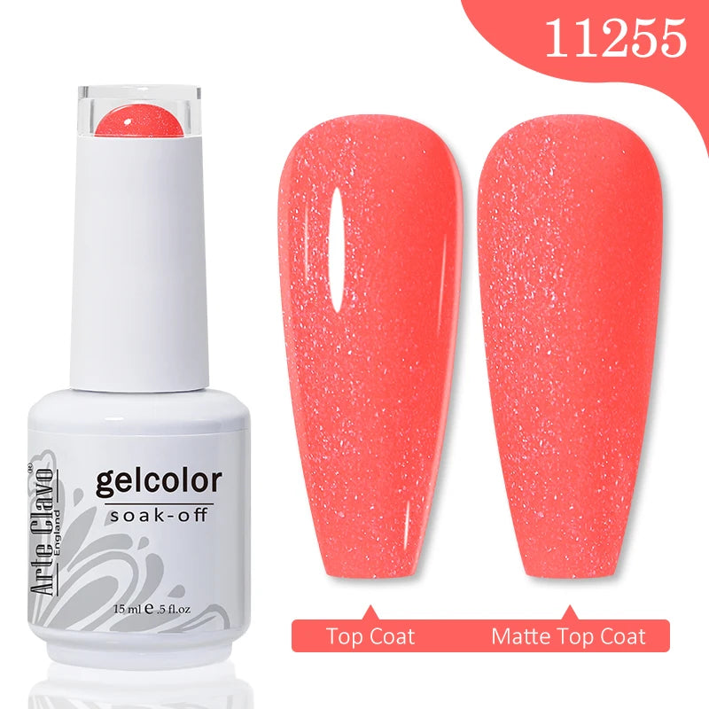 Arte Clavo 15ml Rose Red Pink Color Gel Nail Polish Autumn Winter Hot Sale Long Lasting Soak Off For Manicure Nail Art Gel