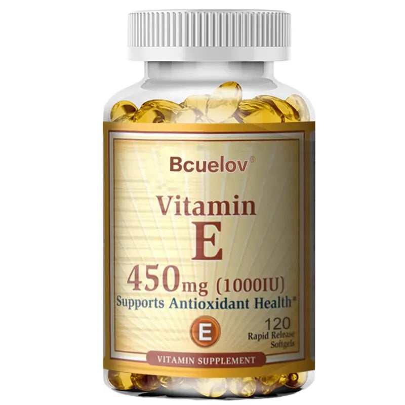 Bcuelov Vitamin E 1000 IU 450mg - for skin, hair, circulatory health, immune system support - antioxidant supplement