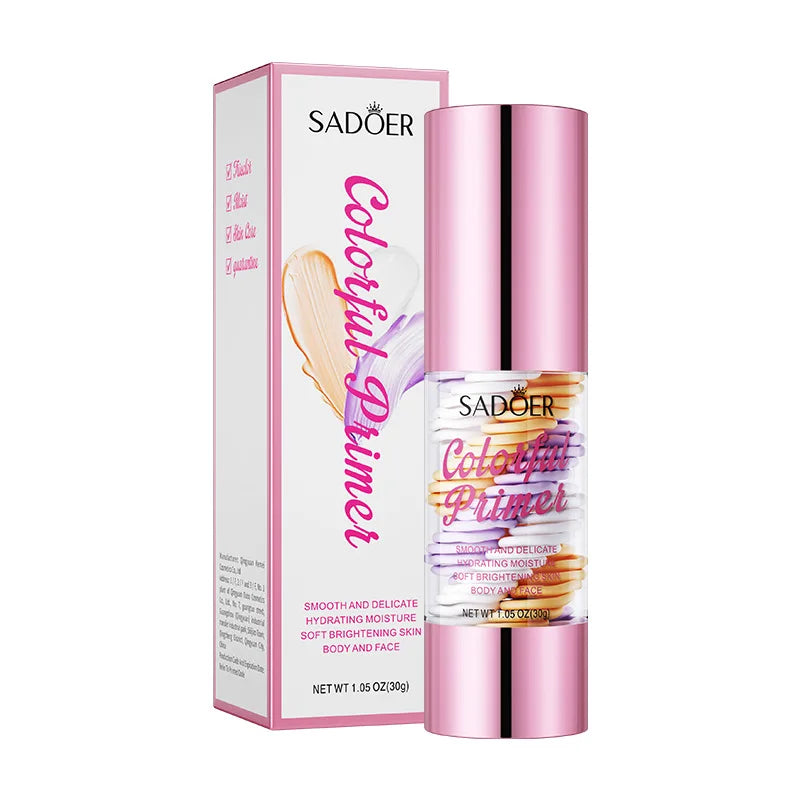 40g Face Makeup Primer Tri-color Cream Brighten Contour Color Isolation Waterproof Makeup Foundation Natural Makeup Base Cream