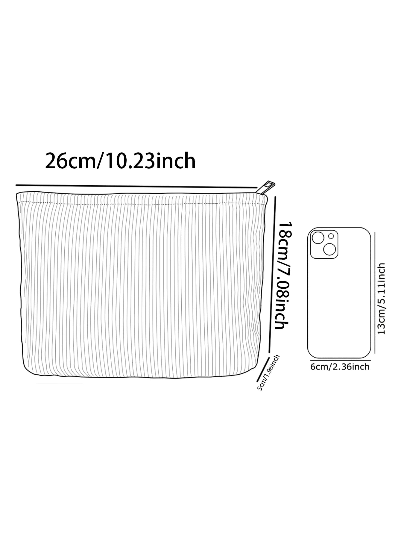 1 Christmas themed corduroy makeup bag, lightweight zipper makeup storage box, multifunctional bag with lining