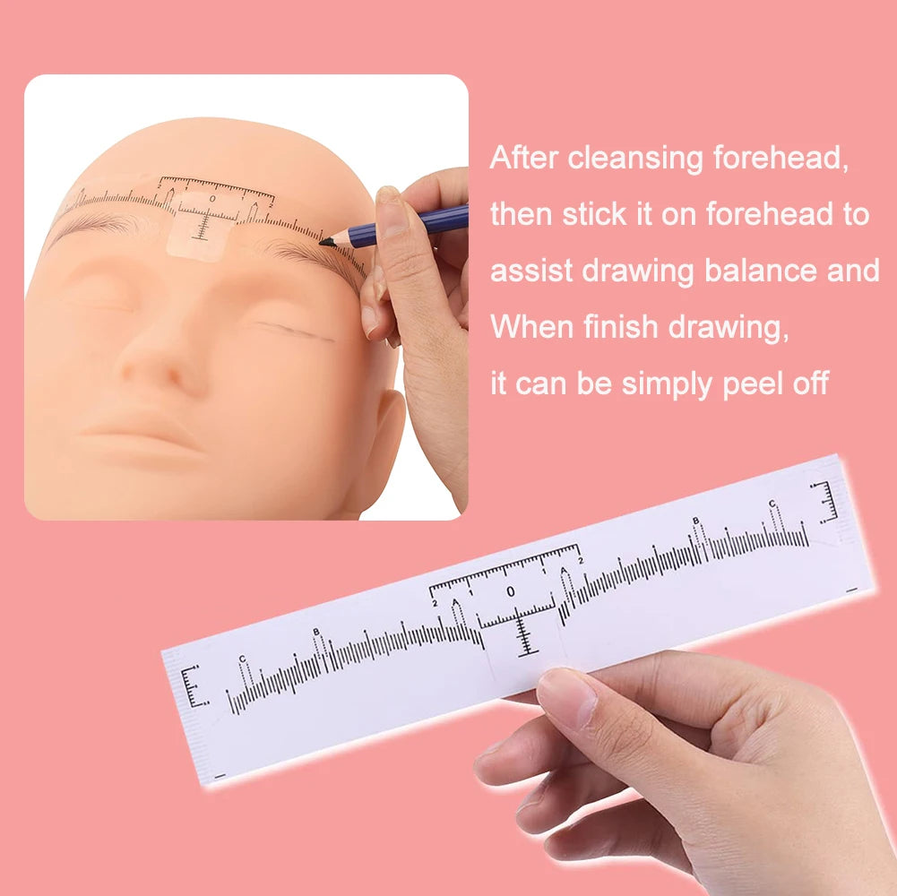 20/50/100 Pcs Eyebrow Ruler Stencils - Disposable Brow Ruler Sticker, Brow Measuring Shaper Tool, Eyebrow Mapping Makeup Tool