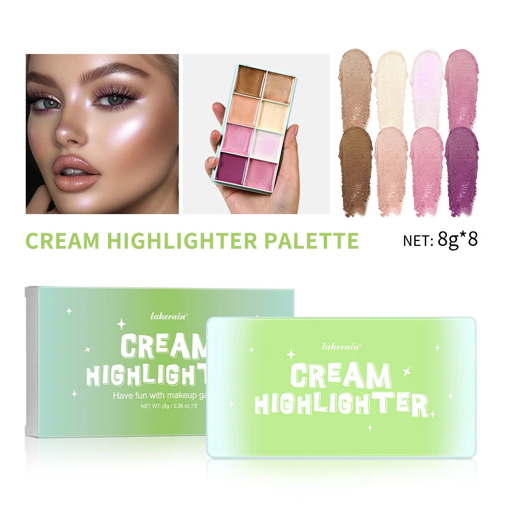 Waterproof Case Cream Highlighter Palette Blush Vivid Color Case Brow Mud Tone Long-Lasting Multiple Uses Makeup Cosmetics