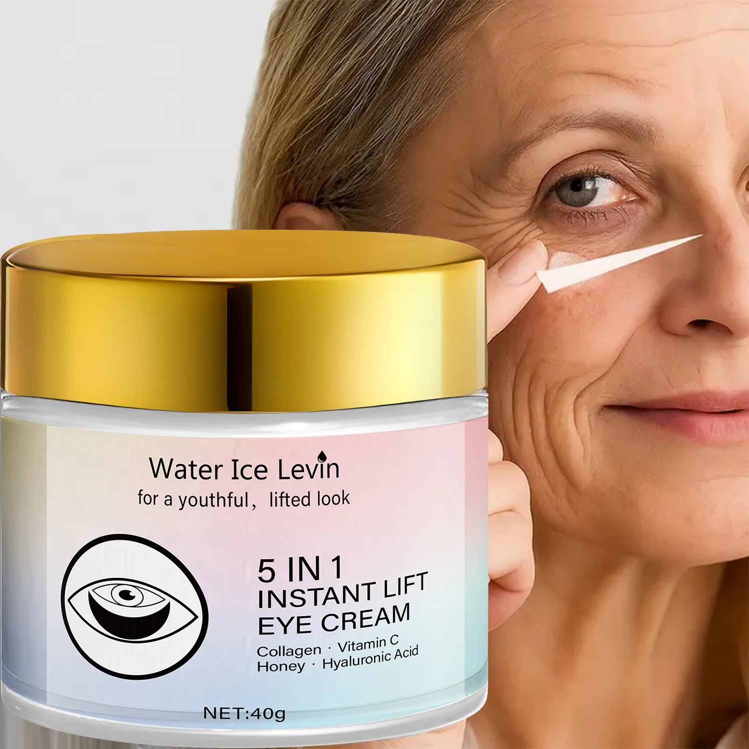 Collagen & Vitamin C Eye Cream 40g, Anti-Aging Firming Eye Treatment with Honey & Hyaluronic Acid, Fast Delivery