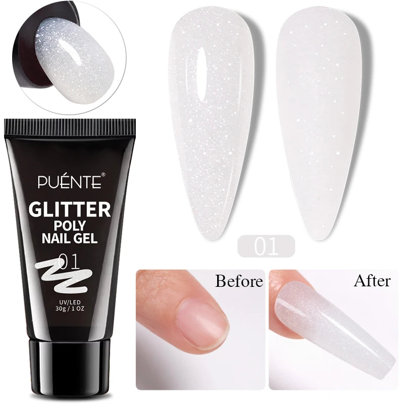 PUENTE 7.5ML Red Flame Reflective Gel Nail Polish Flash Sparkling Red Glitter Nail Gel Soak Off UV Semi-permanent Nail Varnish