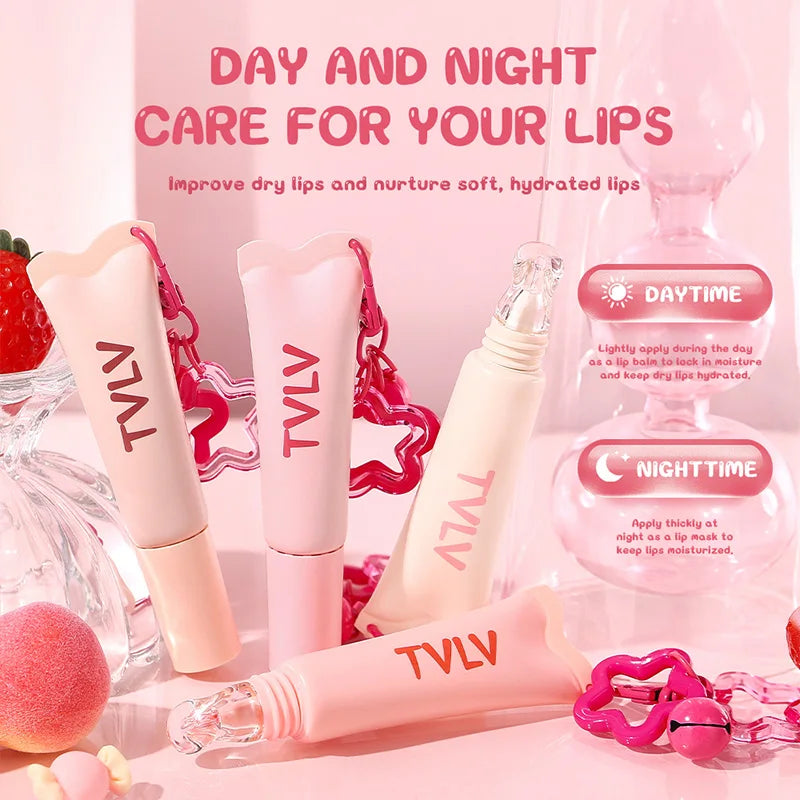 Tvlv Color Lip Gloss Lip Balm Lip Oil 3-in-1 | Essential Moisturizing Lip Care for Fall and Winter, Improves Lip Wrinkles, Prevents Cracking, and Enhances Tone.