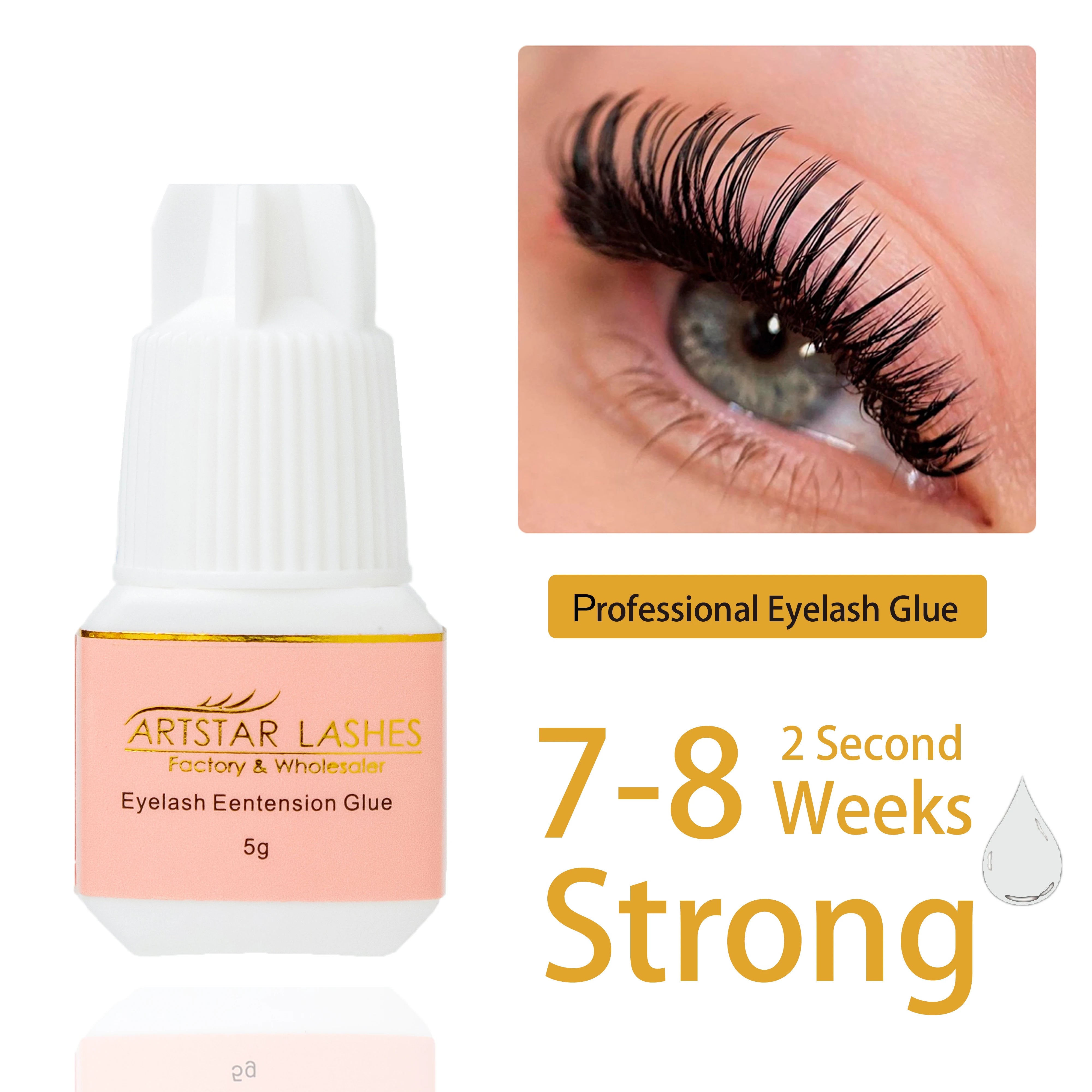 ARTSTAR Lash Glue Long Lasting Waterproof and Oilproof 0.5S Fast Dry Eyelash Extension Glue Black/transparent/Pink Colour Glue