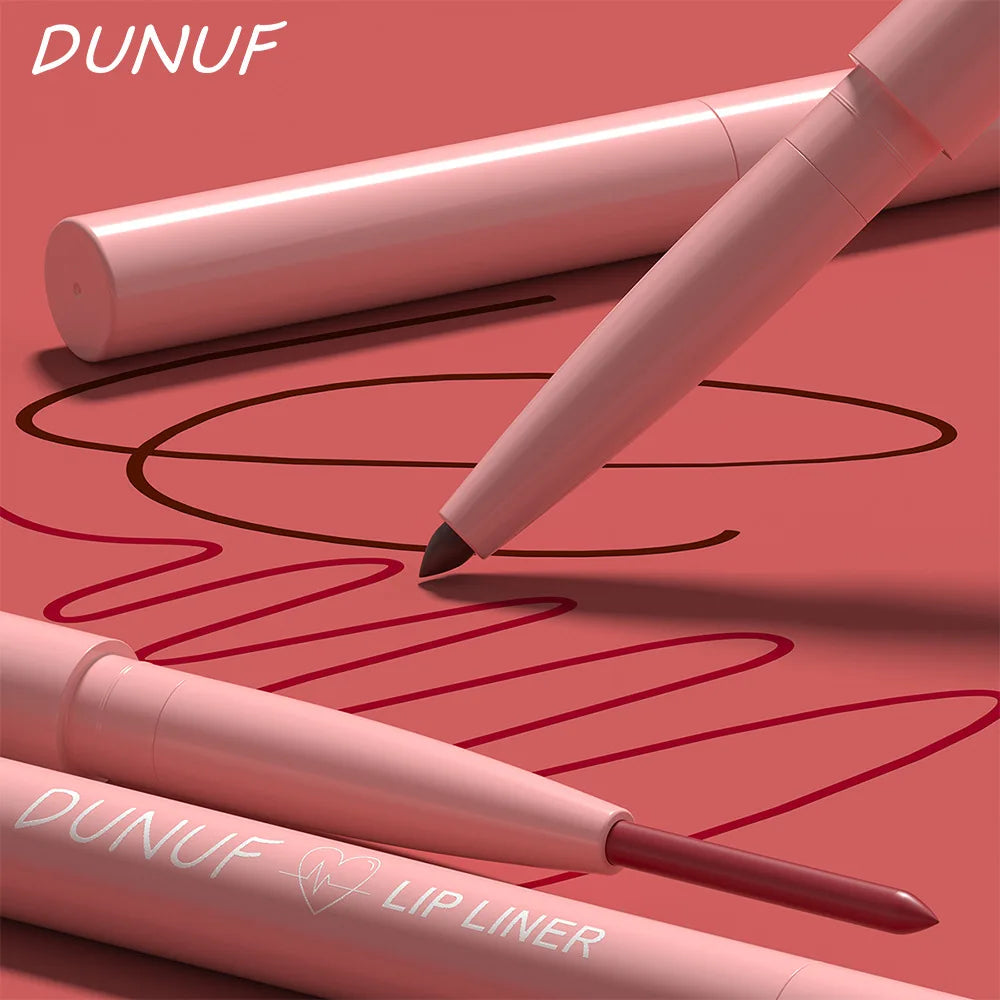 DUNUF 12 Pcs Durable Waterproof Lip Liner Matte Durable Easy To Color Non-Stick Cup No Fading No Beginner Friendly Exquisite Gif