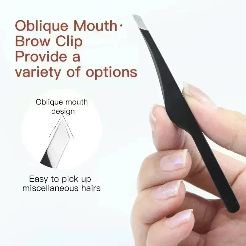 Hair Removal Tweezer Stainless Steel Eyebrow Tweezers Slant Tip for Eyelash Extensions Professional Precision Clip Makeup Tools