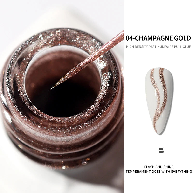 10ml Metallic Painting Gel Liner Nail Art 3D Mirror Chrome Effect Gel Silver/Gold/Rose Nail Polish Metal Painted Drawing Gel