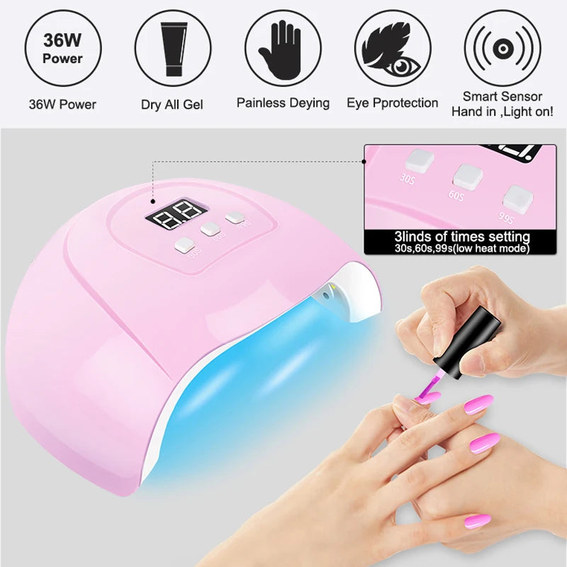 Gel Varnish Kit Professional Nail Gel Kit With Nail Dryer Soak Off Nail Gel Polish Kit Base Coat Top Coat Manicure Tools Set