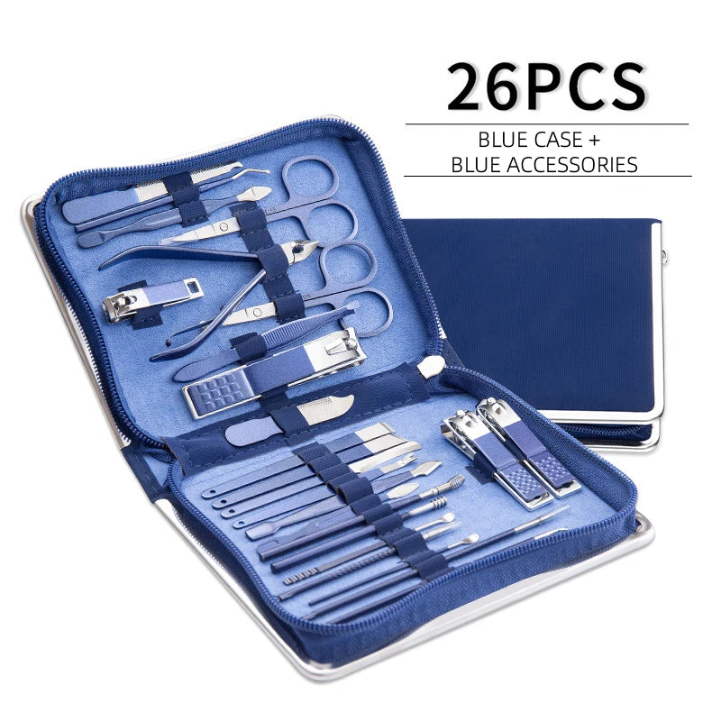 Nail Art Set Scissors Nail Clippers Set Stainless Steel Cutter Pedicure Beauty Manicure Kit with Travel Case Kit 9/18/26Pcs