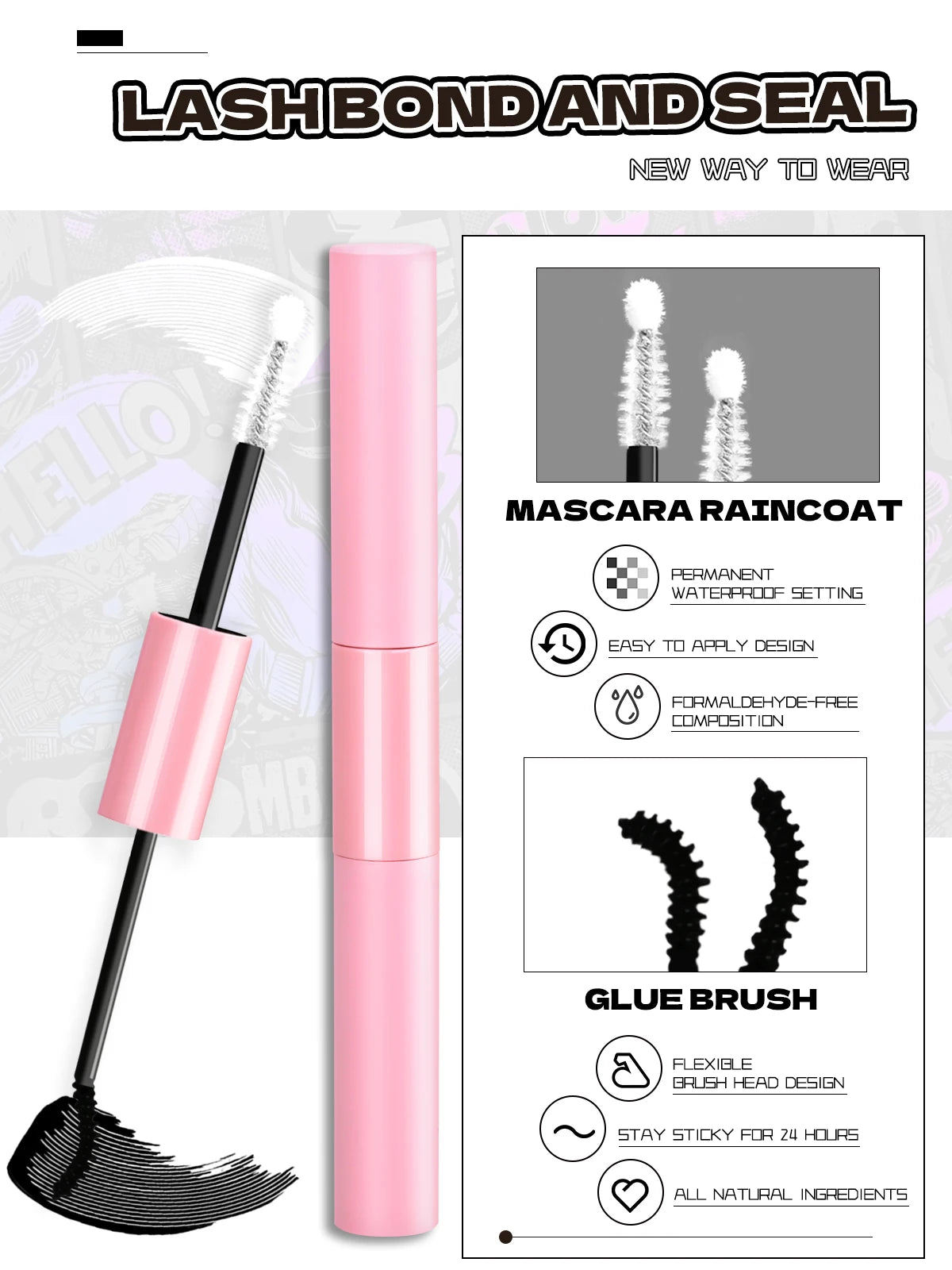 GROINNEYA Manga Lash Clusters Kit Cat Lashes with Lash Bond & Seal Cluster Eyelash Extensions Eyelash Clusters Kit DIY Lashes