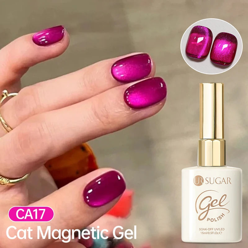 UR SUGAR 15ml Jelly Pink Cat Magnetic Gel Nail Polish Glitter ICE Soak Off Ceramic UV Gel Semi-permanent Nail Supplies Manicure