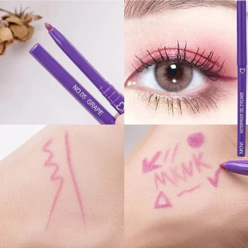 6 Colors Eyeliner Pencil Waterproof Long-lasting Red Black Brown Eyeliner Easy Wearing Quick Dry Smooth Eye Liner Gel Eye Makeup