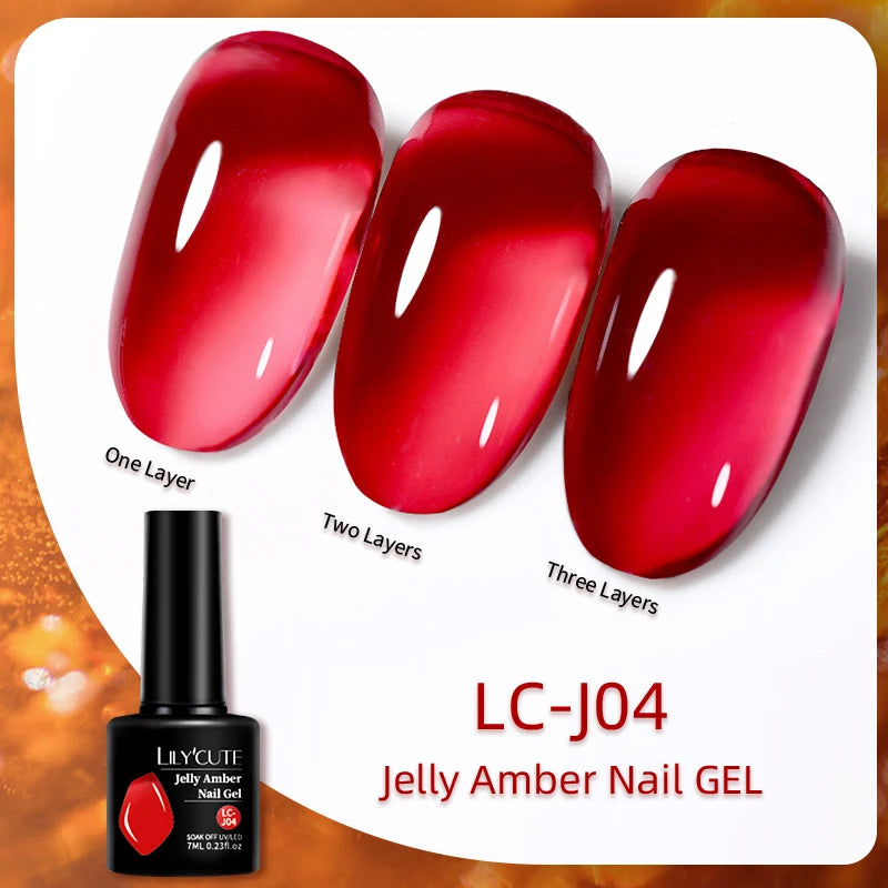 LILYCUTE 7ML Jelly Amber Gel Brown Winter Crystal Nail Polish Translucent Color Nail Art Gel Permanent UV Gel Polish Varnish