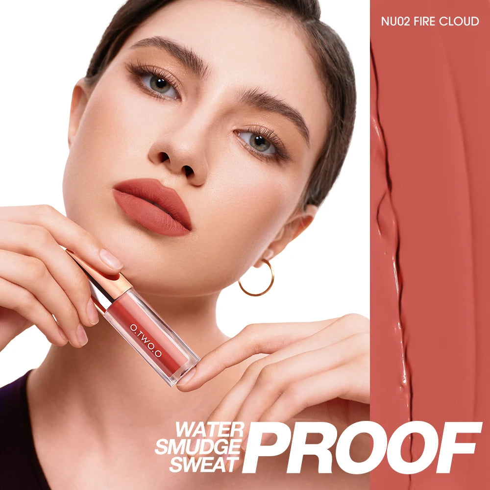 O.TWO.O Lipstick Lip Tint Matte 24H Stay Color-Locking Ultra-Lasting Waterproof Transfer-Proof Glossy Satin Lip Glaze Makeup