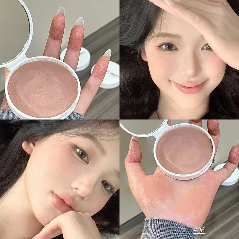 Moist Pink Blush Cream Palette Silky Smooth Matte Red Brown Lip Stick Cheek Tint Multi-purpose Cream Makeup Easy to Smudge
