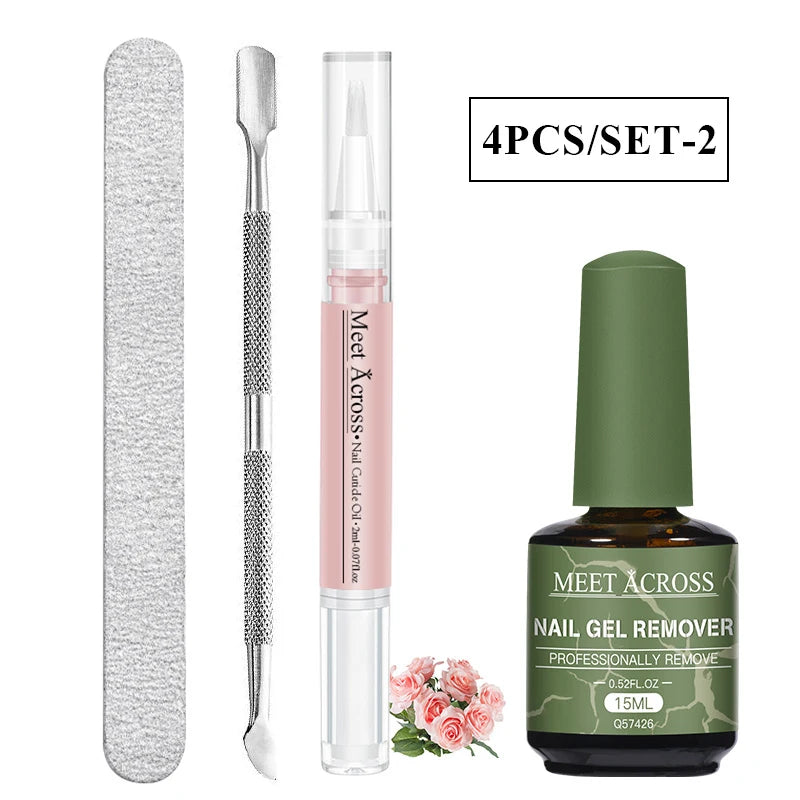 4PCS 15ML Quick Magic Gel Nail Polish Remover Professional Grade Formula for Natural Gel Nails