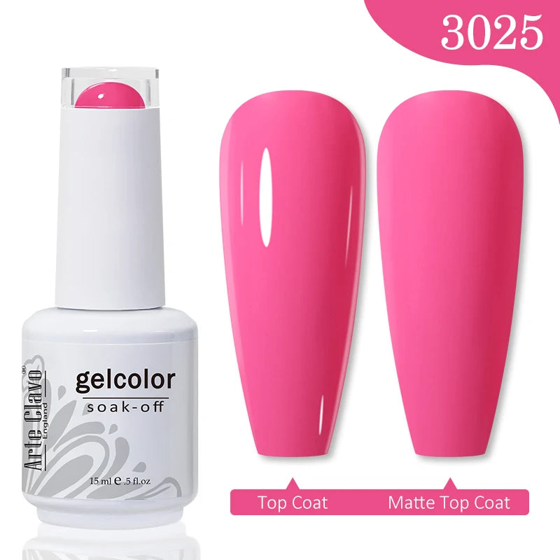 Arte Clavo 15ml Rose Red Pink Color Gel Nail Polish Autumn Winter Hot Sale Long Lasting Soak Off For Manicure Nail Art Gel