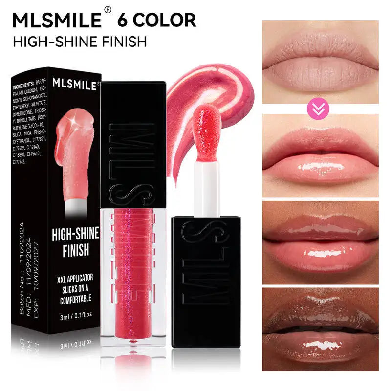 MLSMILE Wet Shiny Liquid Lip Gloss Diamond Shimmer Glitter Lip Plumper Oil 6colors Sparkling Highgloss Sequins Pearly Makeup