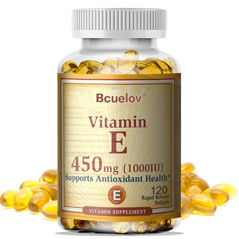 Bcuelov Vitamin E 1000 IU 450mg - for skin, hair, circulatory health, immune system support - antioxidant supplement