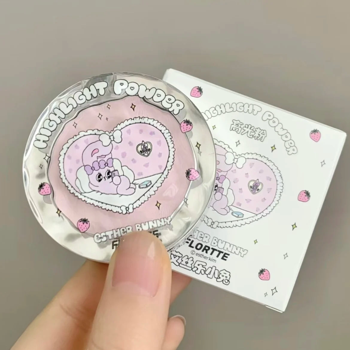 FLORTTE BUNNY Single Highlight Powder Facial Highgloss Natural Brightening Blush Cream Brightening Liftup Face 3D Stereoscopic