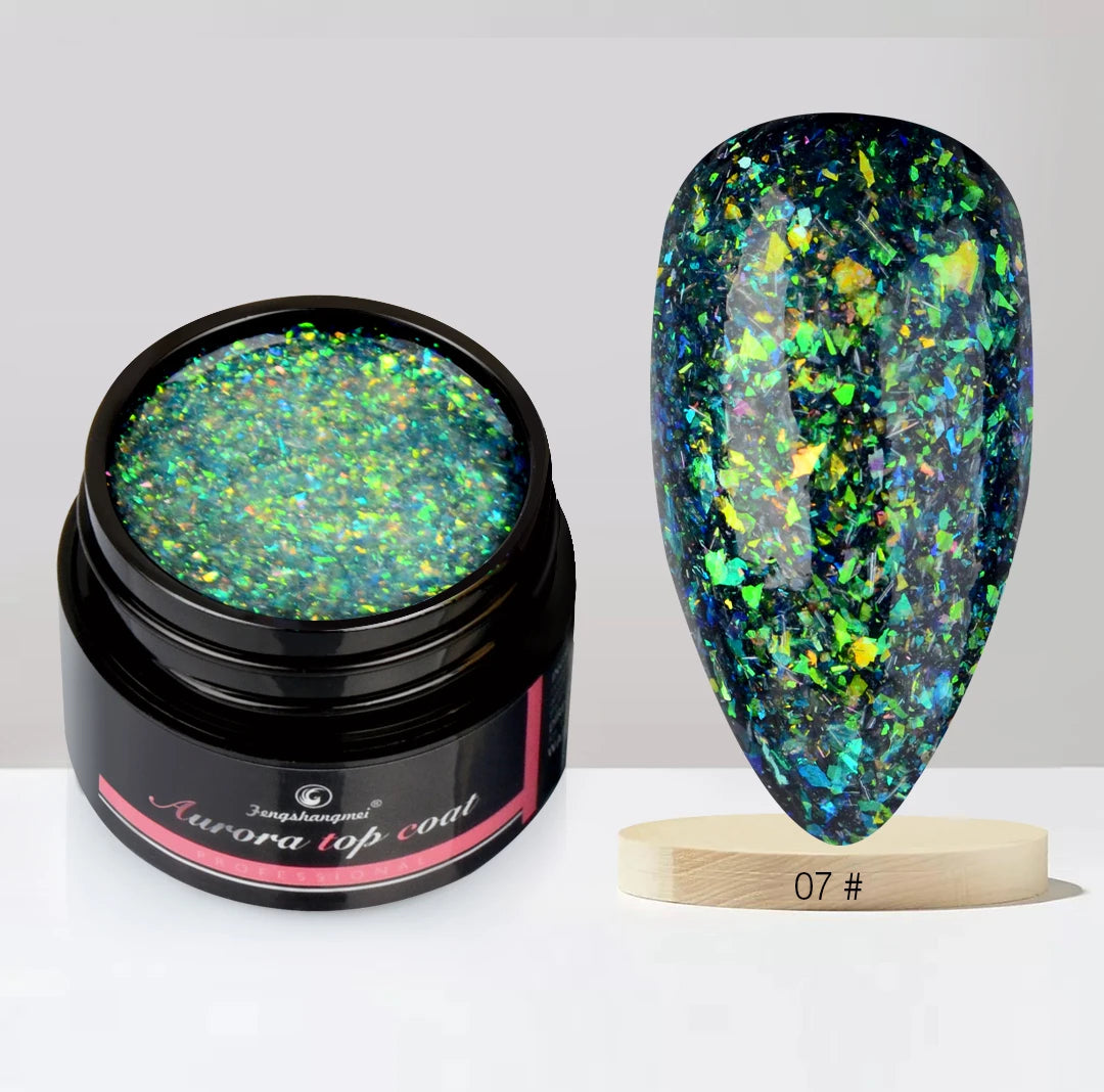 Aurora Glitter Gel Nail Polish 3D Non-Sticky Builder Gel Formula Long-Lasting Shine Soak Off UV/LED Cured Perfect for Manicures