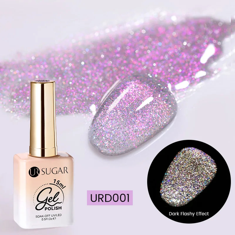 UR SUGAR 15ml Red Reflective Shining Nail Gel Polish Sparkling Semi Permanent Soak Off UV Gel Glitter DIY Nail Art for Winter