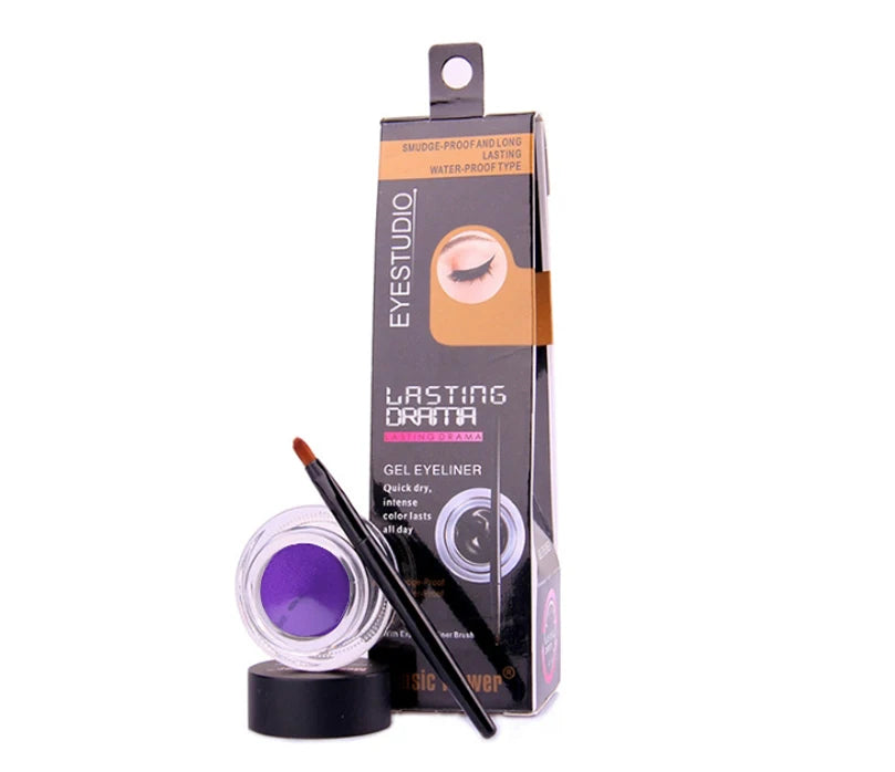 Music Flower Coffee Black Blue Purple Brown 24 Hours Eyeliner Gel Cream Make Up Waterproof Long-wear Eye Liner Brushes Makeup